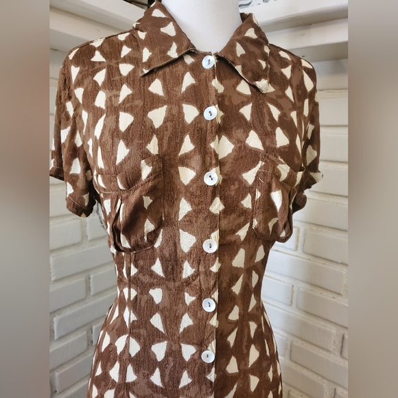 Brown and cream triangle dress soft viscose - Picture 2 of 7